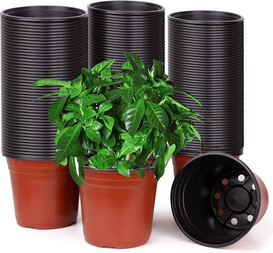 Mega Collections Plantenpot/bloempot - kunststof - wit - D20 x H17 cm
