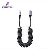 Bol.com FoneTex USB C naar 8-PIN Krulsnoer Kabel - Tot 2 Meter Uitrekbaar - Uitrekbare Oplader - Geschikt voor Apple Carplay iPh... aanbieding