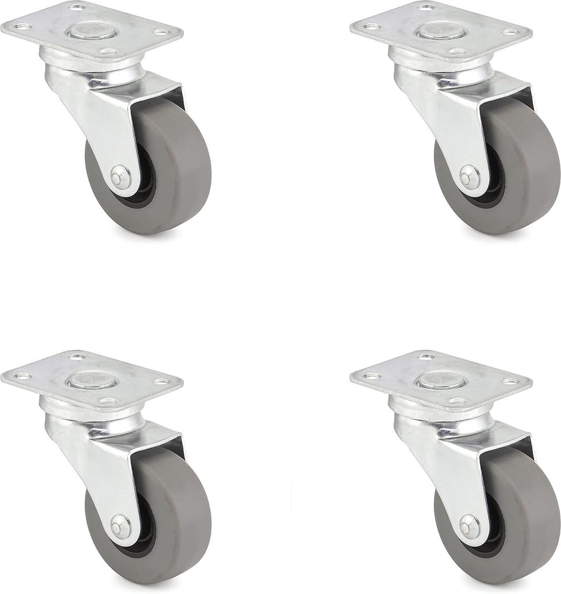 Meubelwieltjes set van 4 wielen - 40 mm geruisloze zwenkwielen - voor binnen en buiten - eenvoudige montage