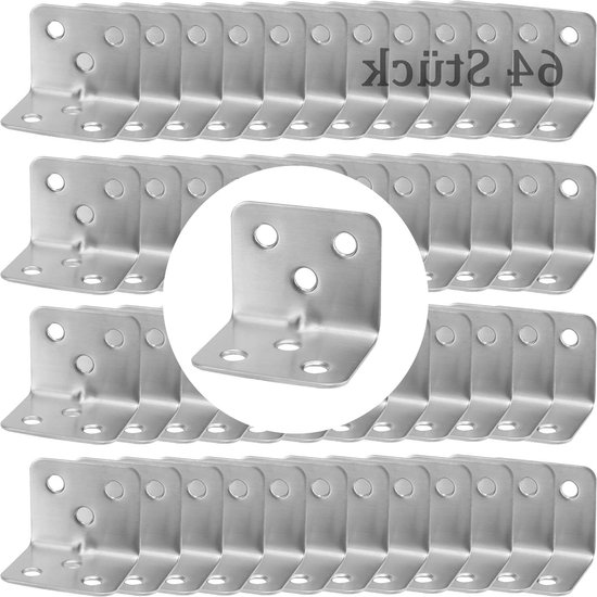 Ronoza 10 stuks hoekverbinders, 72,5 x 24 x 15 mm, roestvrij stalen hoek, L-vormige meubels, verstelbare bevestigingshoeken met 2 sleufgaten voor tafel, stoel, boekenplank (zwart