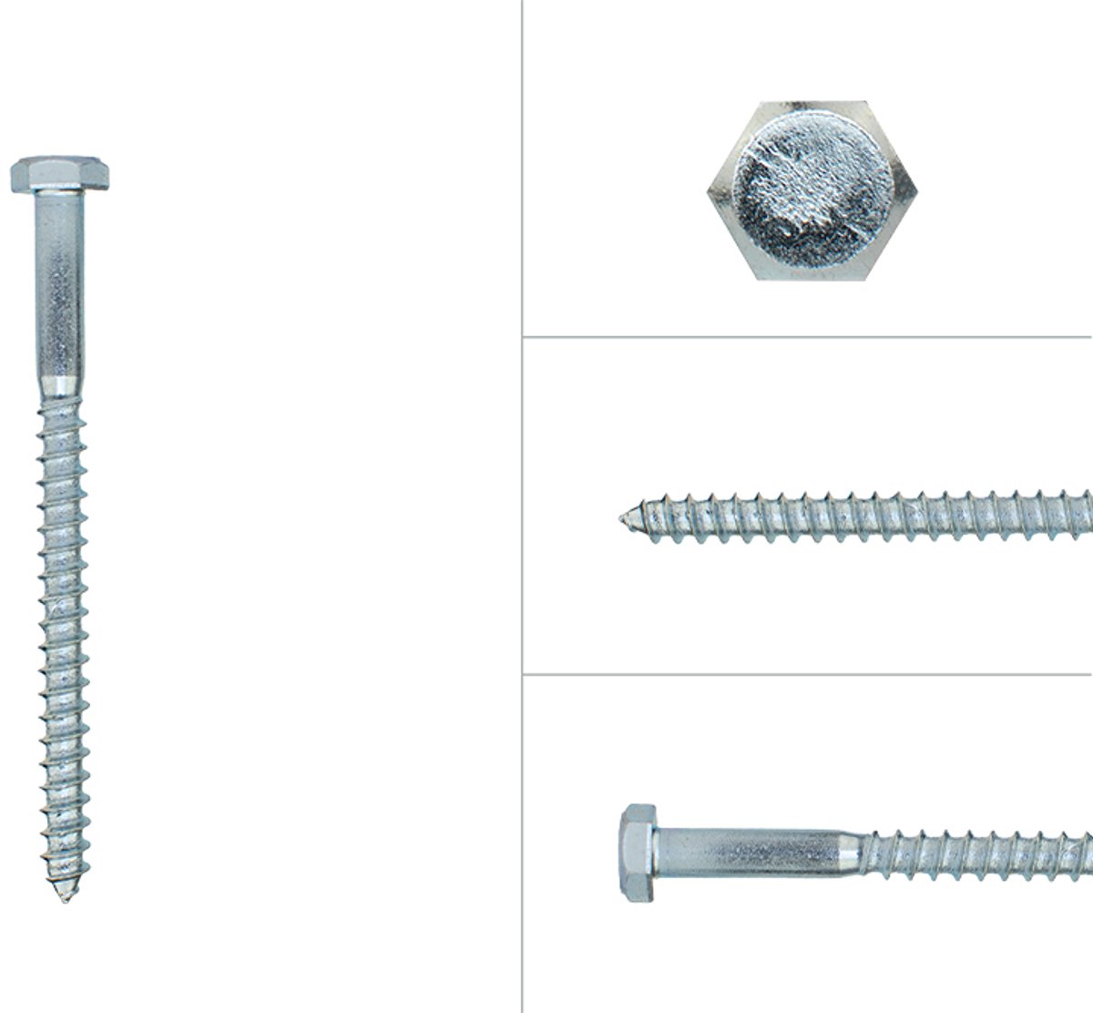 Houtdraadbouten Verzinkt M6 x 80 mm | Doos 200 stuks