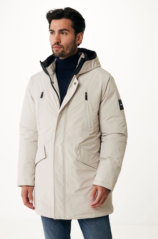 Foto: Padded hooded parka with flap pockets mannen lichtgrijs maat l