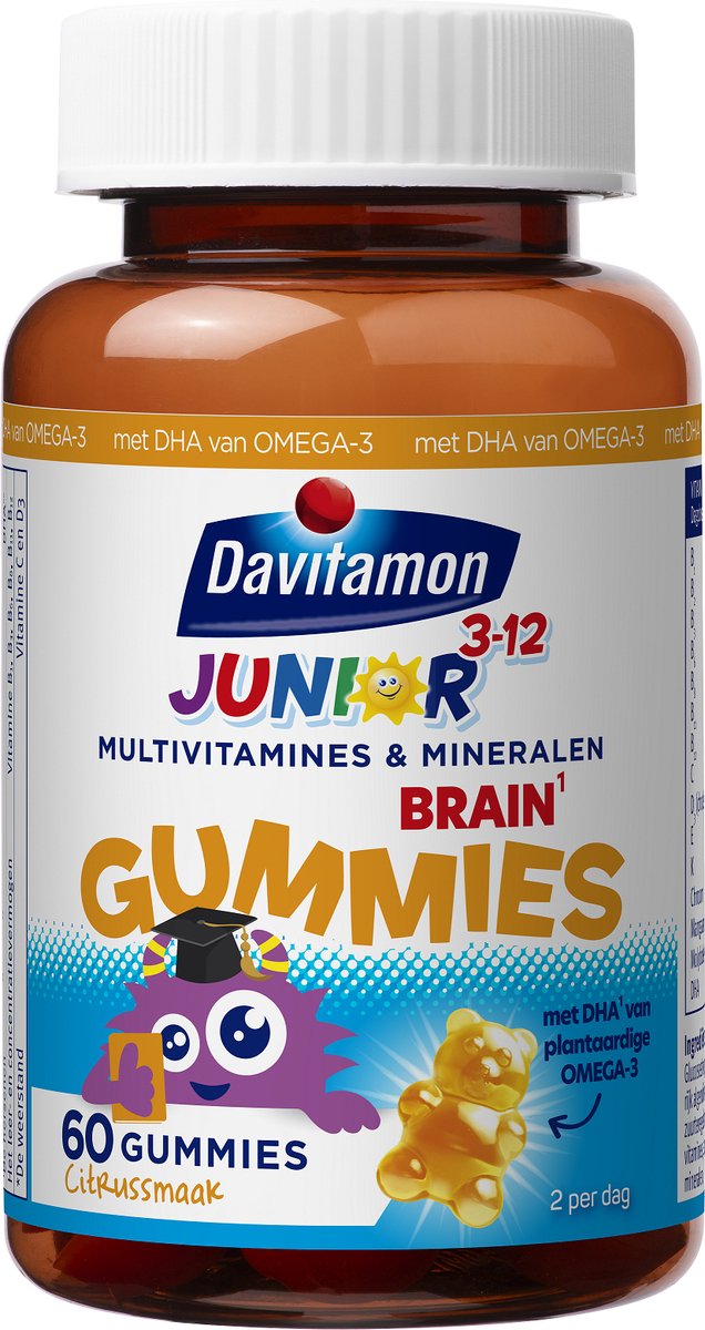 Goedkoopste Davitamon Junior 3 Brain gummies - multivitamine kinderen - 60 stuks - Multivitaminen