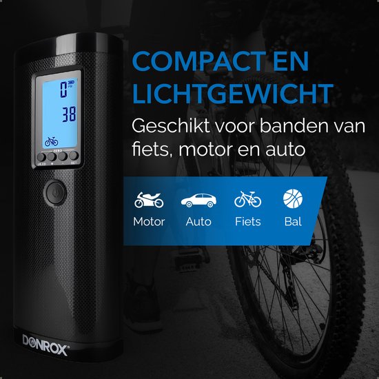 Donrox Ride F511 - Elektrische Fietspomp - Mini Compressor - Bandenpomp Fiets & Auto - Luchtcompressor - Draadloos & Compact van Donrox — afbeelding 2
