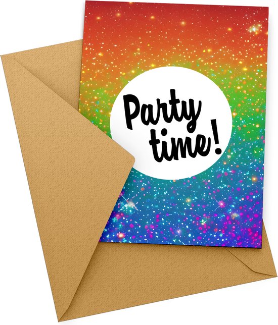 Uitnodiging kinderfeestje + Enveloppen 10 stuks - Thema Party - Beschrijfbaar - Uitnodigingskaarten - Uitnodiging verjaardag - uitnodiging verjaardag feest - Uitnodiging kinderfeestje Jongen of Meisje - Uitnodiging feestje - uitnodigingen