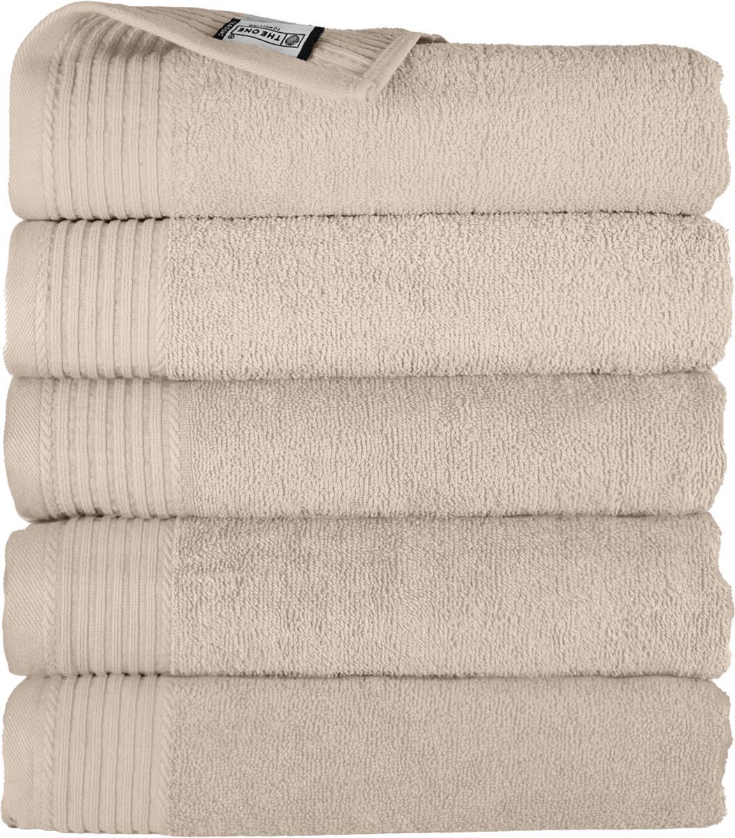 The One Towelling Handdoeken Set - 70 x 140 cm - 5 Stuks - Hotelkwaliteit - Hoge vochtopname - 100% Gekamd katoen - Sneldrogend - Handdoekenset - Badhanddoek - Beige