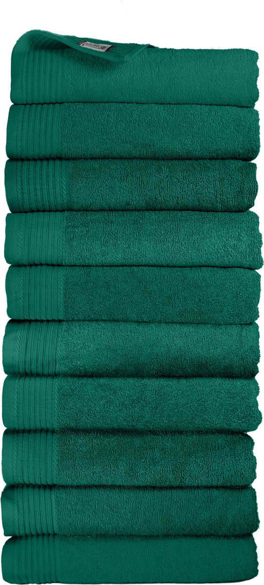 The One Towelling Classic Handdoeken - 70 x 140 cm - 10 Stuks - Voordeelverpakking - Hotelkwaliteit - 100% Gekamd katoen - Emeraldgroen