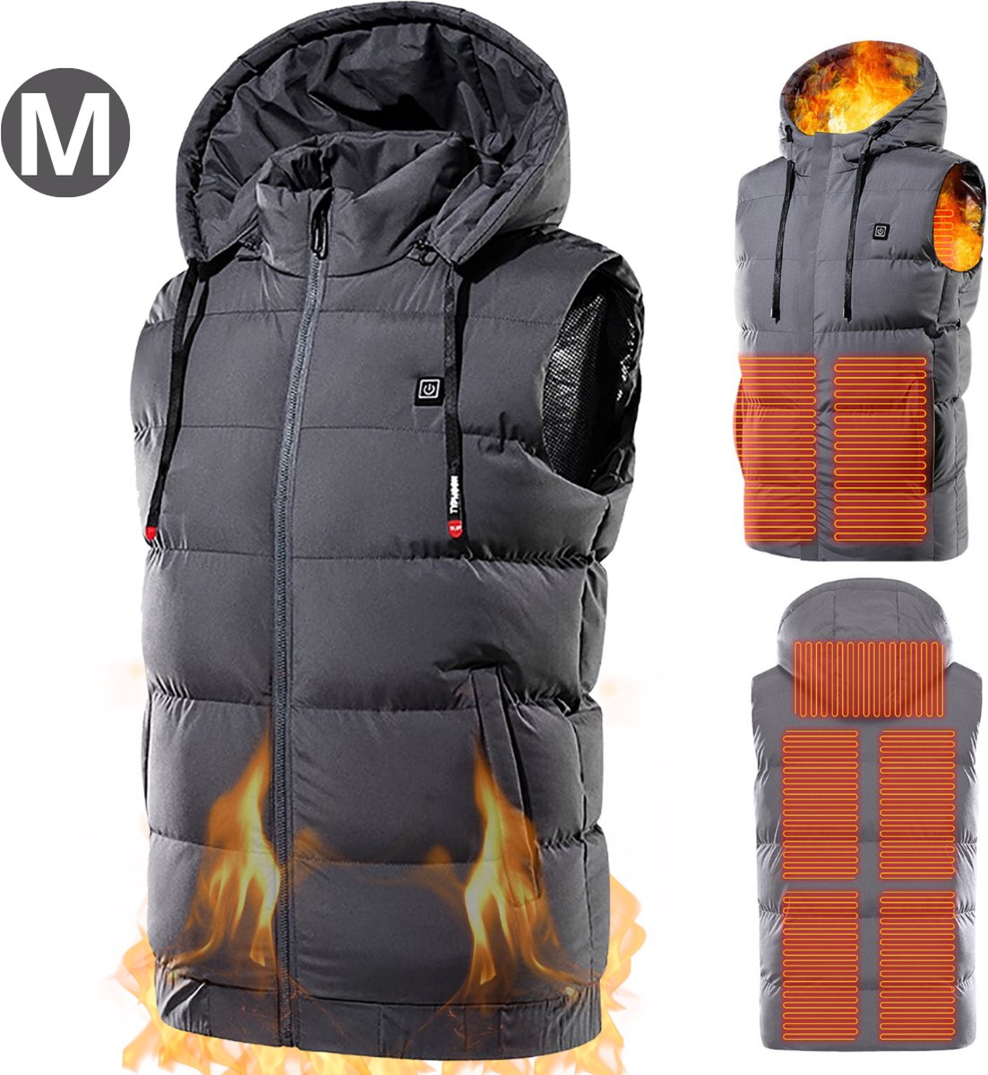 Bovista Verwarmde Bodywarmer Heated Vest Elektrische Bodywarmer Extra Warm Water Afstotend Oplaadbaar Unisex Grijs