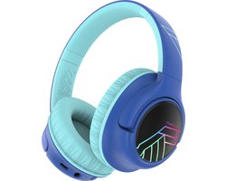 PowerLocus Bobo - Draadloze Koptelefoon voor Kinderen - Bluetooth koptelefoon - 74/85/94dB Volumebegrenzing - Led Verlichting - Audio Sharing Functie - Blauw/Zwart