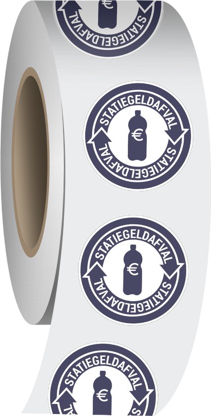 Statiegeld fles stickers op rol - blauw wit - 20 cm - 106 stickers per ...