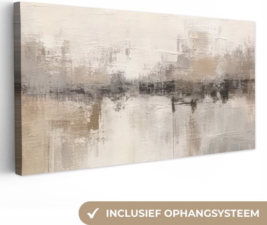 Foto: Canvas schilderij 160x80 cm wanddecoratie moderne kunst abstract beige muurdecoratie woonkamer kamer decoratie modern abstracte schilderijen