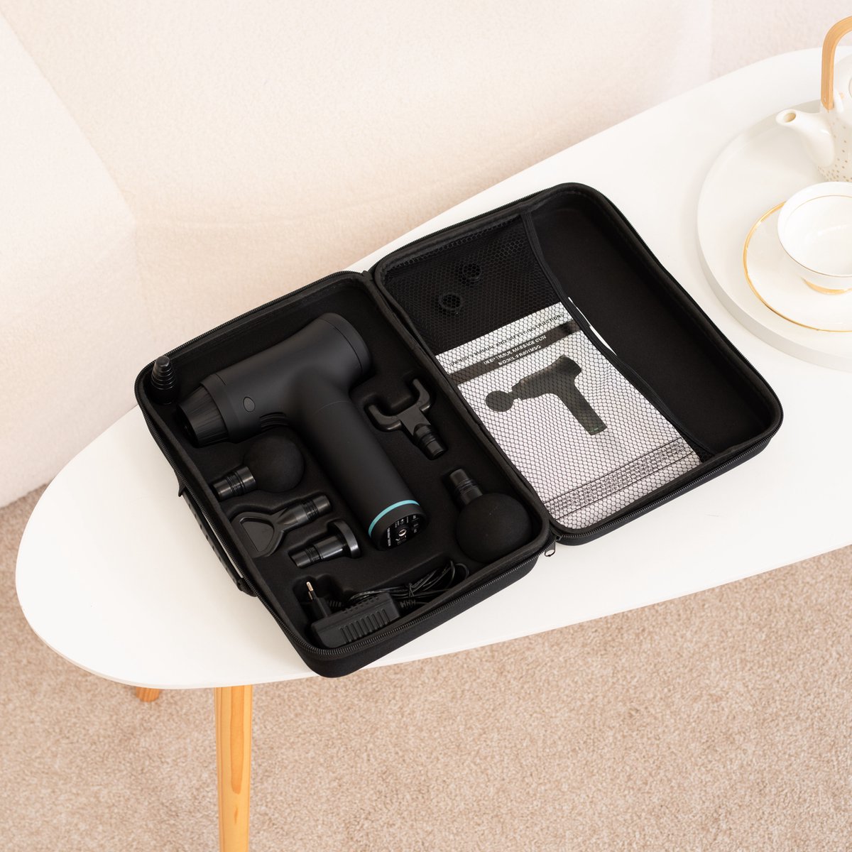 Pure Relief Massage Gun – Krachtig Draadloos Massageapparaat | 30 Vibratiestanden tot 3500 RPM | Spierherstel, Ontspanning & Sportmassage | Inclusief 6 Opzetstukken & LCD Touchscreen — cadeau in Sport & Outdoor - foto 8