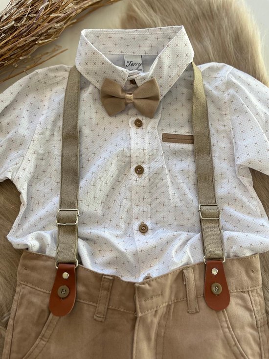 WedDecor Kinderen bretels vlinderdas sets, effen kleur kinderen bretels met sterke clip, unisex verstelbare elastische bretels en vlinderdas set voor bruiloft, feesten, mode-accessoire, 25 mm breed