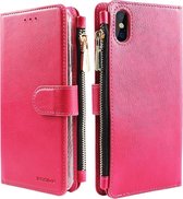 Xssive Wallet Book Case met Ritsvak voor Apple iPhone X / iPhone XS - Book Case - Pink
