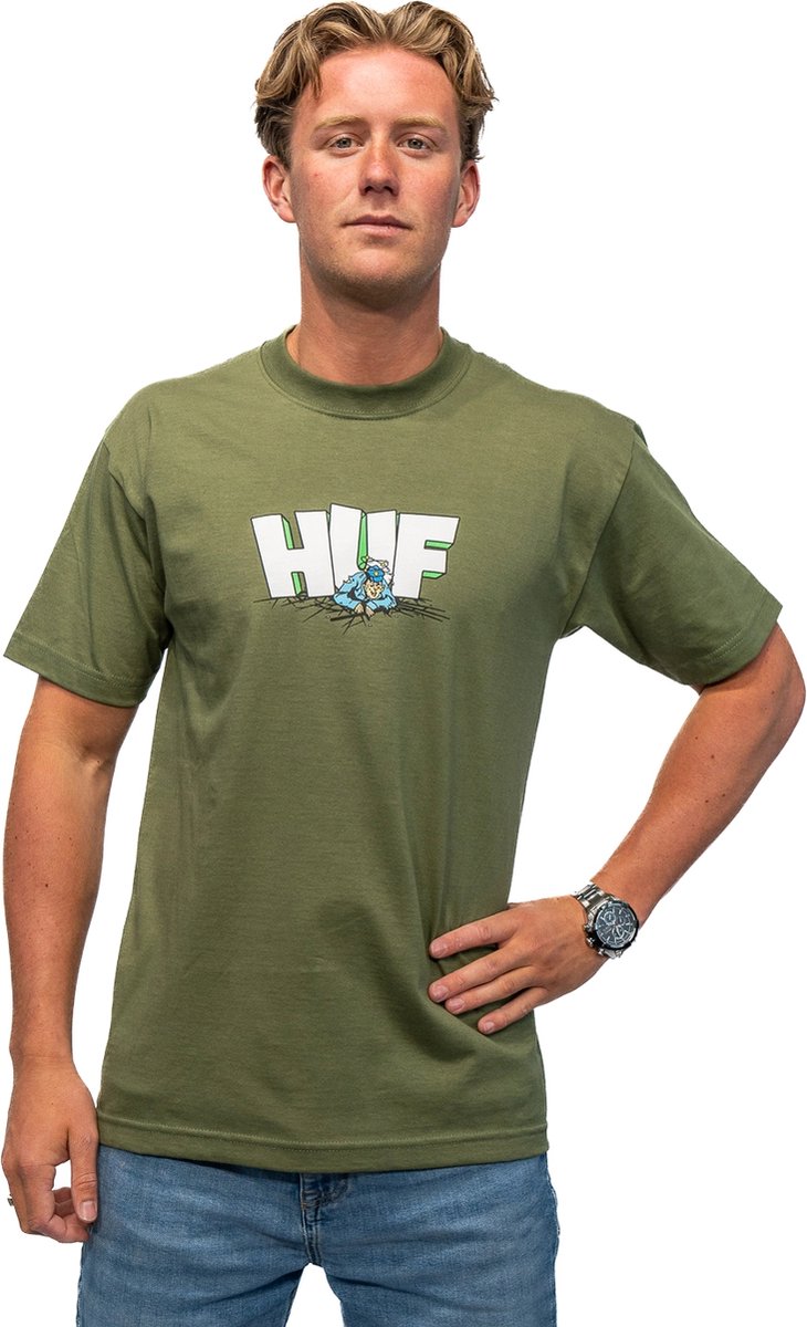 HUF The Drop S/S Casual T-shirt Heren S Donkergroen