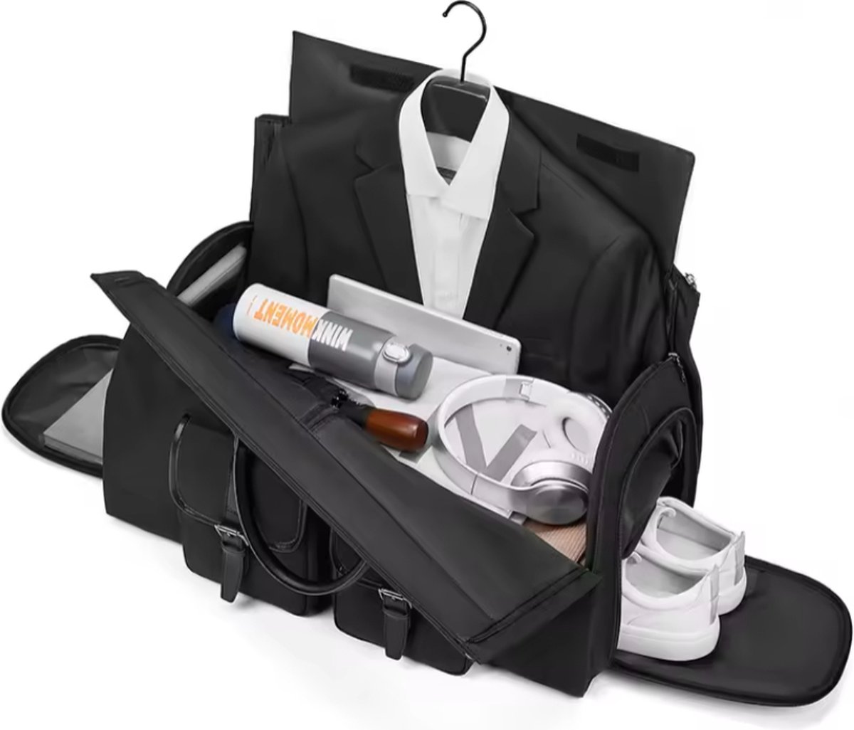 NUBILY Opvouwbare reistas voor dames en heren, 65 l, waterdicht, sporttas, licht, weekendtas, zwangerschapscabine, zwart