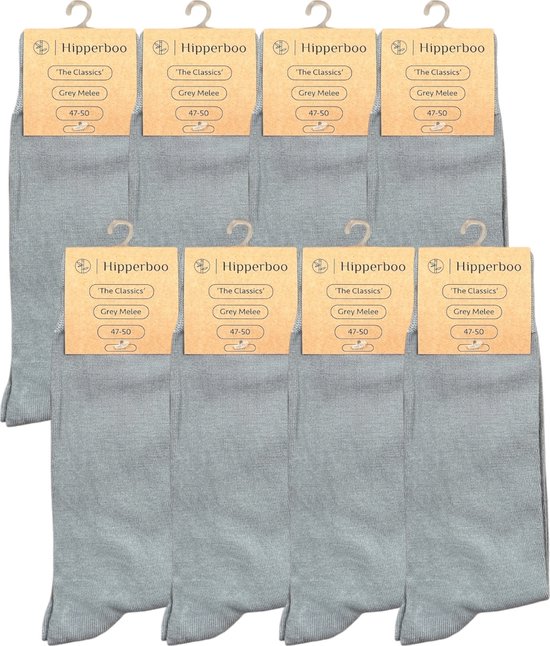 Tien paar grijze Hipperboo sokken met het label 'The Classics' Grey Melee, maat 47-50.