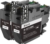 Twee zwarte XL-inktcartridges, model B-3213BK, met "PULL"-tabbladen en "PUSH"-stickers.