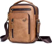 WoYoW® Petit sac de voyage multifonctionnel E704 - Cuir véritable - Compact et élégant - Marron