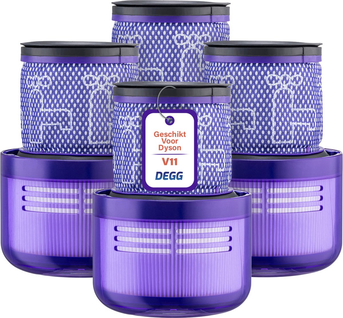 DEGG® - Hepa Filter Geschikt voor Dyson V11 & V15 - Wasbaar - Vervangt Dyson V11 & V15 Filter - Onderdelen - Duurzaam - Premium Kwaliteit - 4 STUK(S)