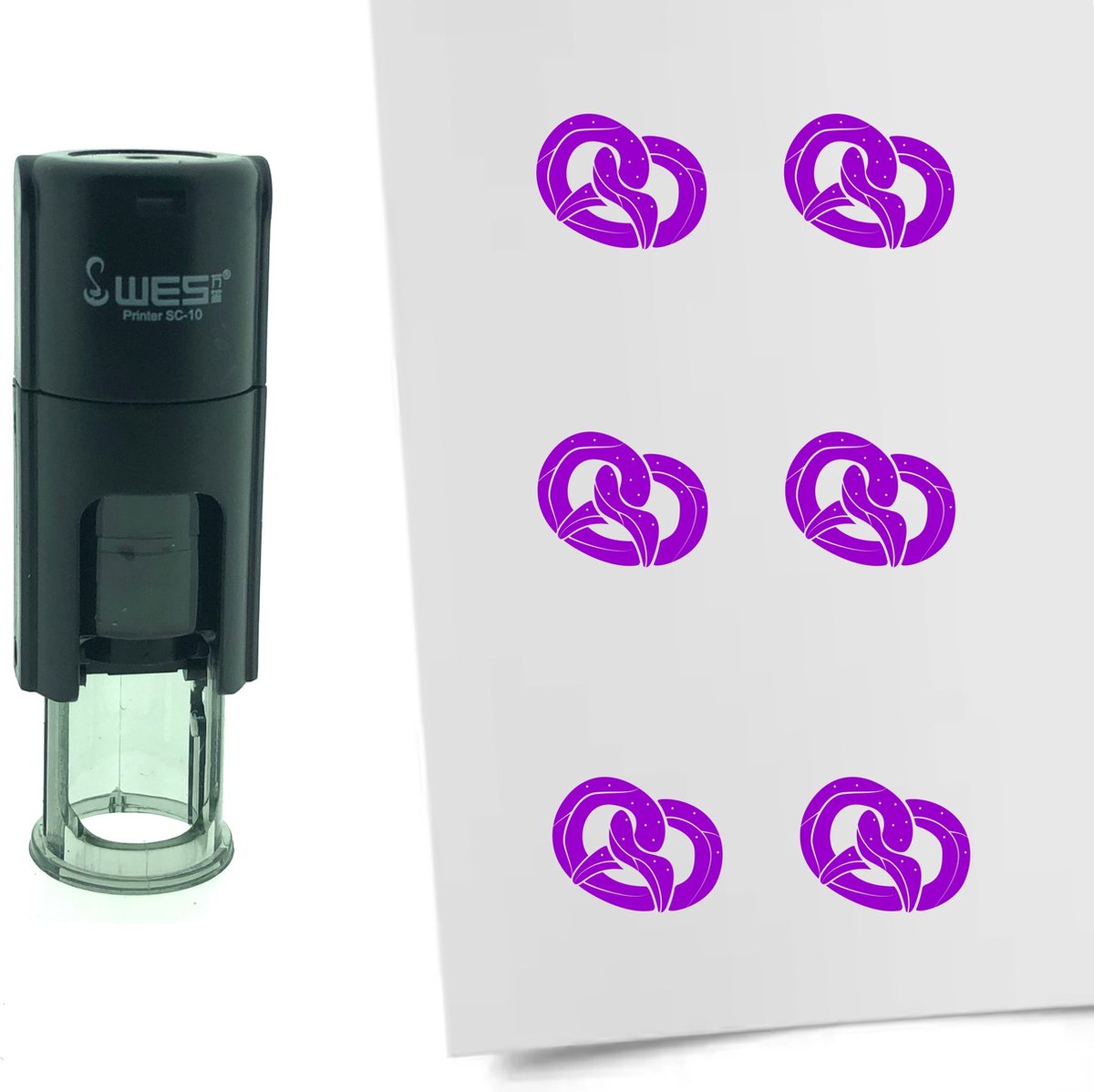CombiCraft Stempel Pretzel 10mm rond paarse inkt