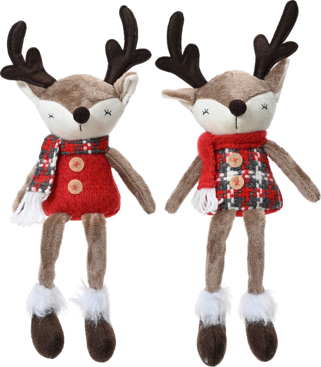 Decoris - Kerst rendier set van 2 - H38cm