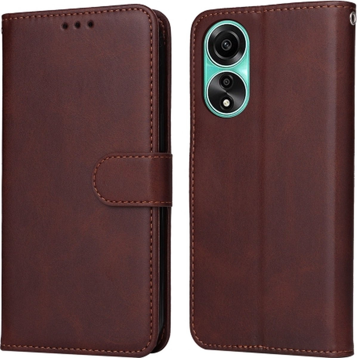 OPPO A78 Hoesje Met Pasjeshouder Bookcase Bruin