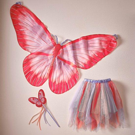 Ensemble Papillon Sequin Arc-en-ciel, Jupe, Ailes et Baguette 5-6 ans