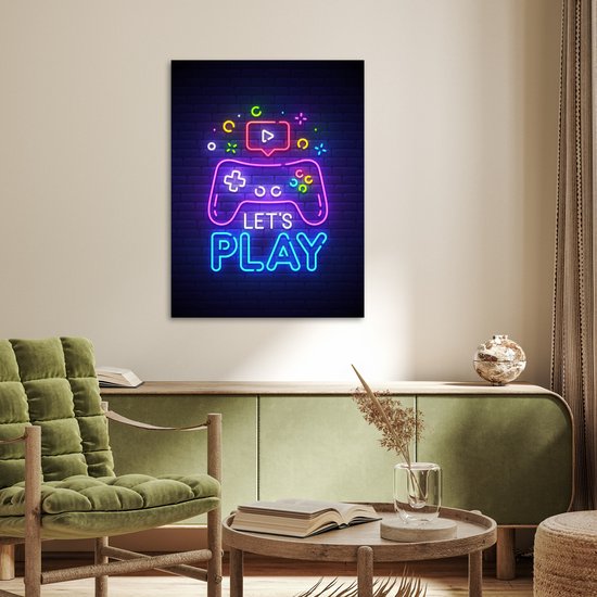 Game Poster - Gaming - Neon - Let's Play - Controller - Quotes - 60x80 ...