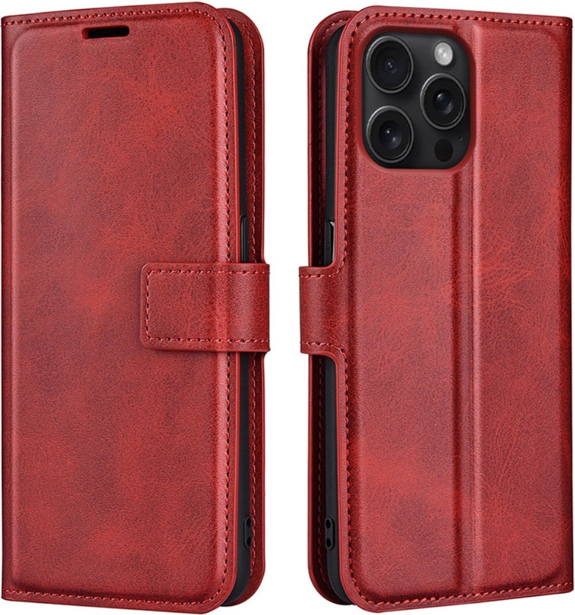 Coverup Hoesje - Geschikt voor iPhone 16 Pro Max Hoesje - Coverup Deluxe Book Case - Rood
