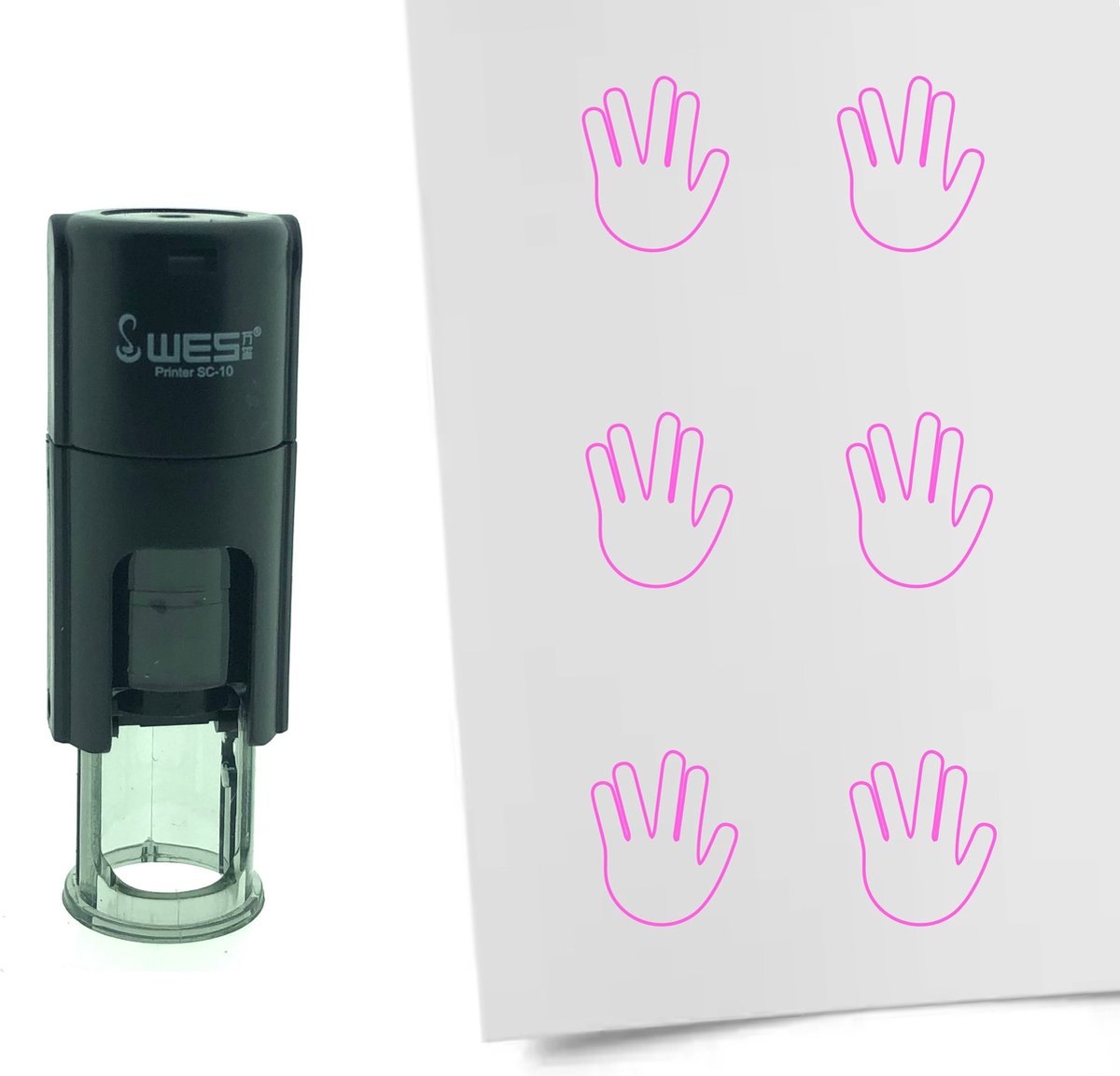 CombiCraft Stempel Mr. Spock Greeting 10mm rond Roze inkt