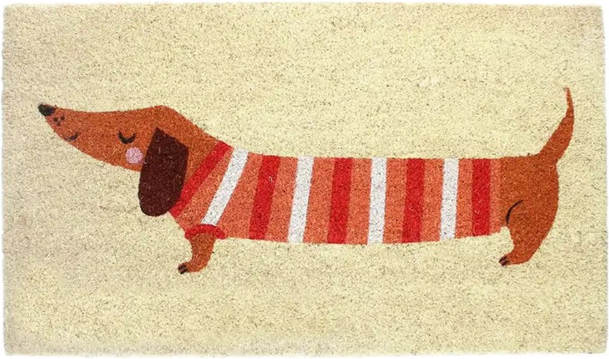 Teckel - Deurmat - Kokosvezel mat - Kokosmat - Hond - Teckelmat - Teckel deurmat - 73x43cm