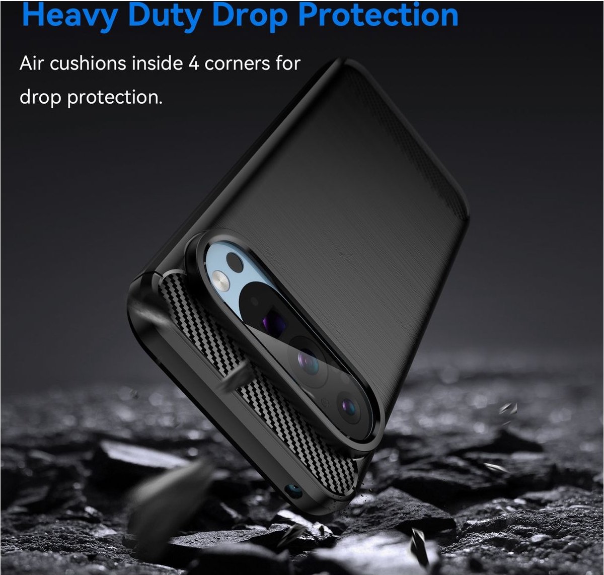 Mobigear Hoesje geschikt voor Google Pixel 9 Telefoonhoesje Flexibel TPU | Mobigear Brushed Slim Backcover | Pixel 9 Case | Back Cover - Zwart
