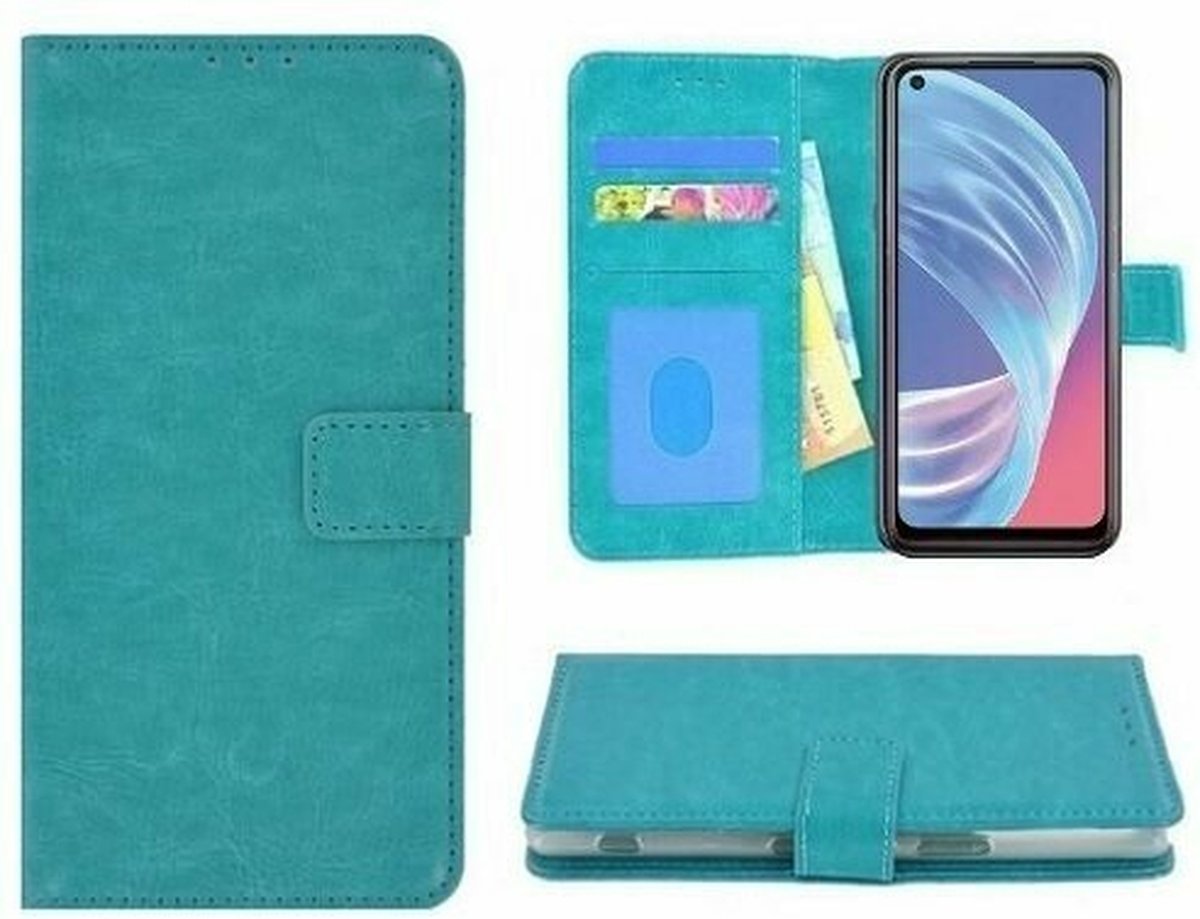 Oppo Find X5 Lite Hoesje Met Pasjeshouder Bookcase Turquoise