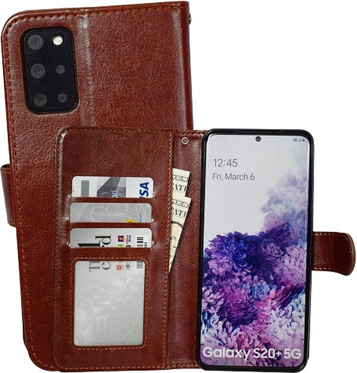 Samsung S20 PLUS Hoesje Met Pasjeshouder Bookcase Bruin