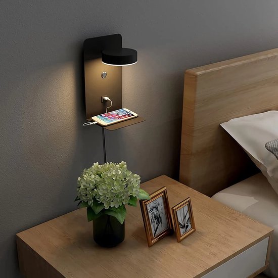 Lucide Wandlamp/Bedlamp Kelly - zwart - LED