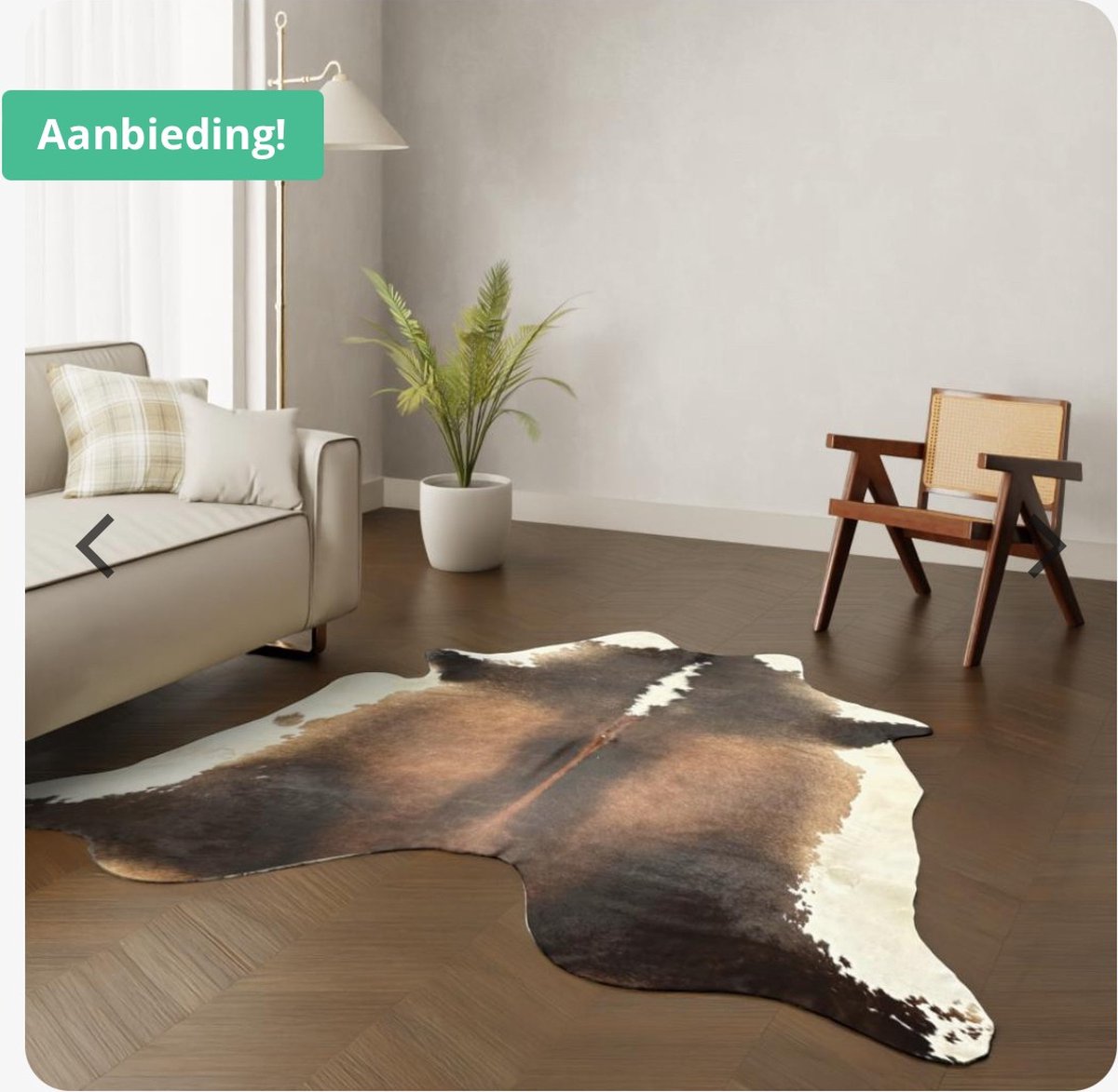 XL donkerbruin wit koeienhuid vloerkleed - Koeienkleed tapijt donkerbruin wit koeienvel groot - bonte dierenhuid dierenvel bruin koehuid tapijt