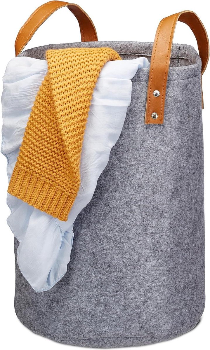 Goedkoopste Opvouwbare wasmand van vilt met hendels - 28 liter - 45x30 cm - diverse kleuren