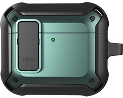 Telestore - Hoesje geschikte voor AirPods 4 - TPU hybride hoesje Beschermhoes - Shockproof AirPods 4 Cover - AirPods 4 Hoesje - Geschikt voor Apple Airpods 4 - groen - hard en TPU cover