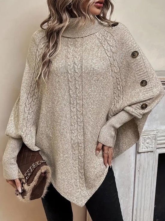 Dutchers® Cape beige avec col haut – Fashion élégante automne et hiver –  bol