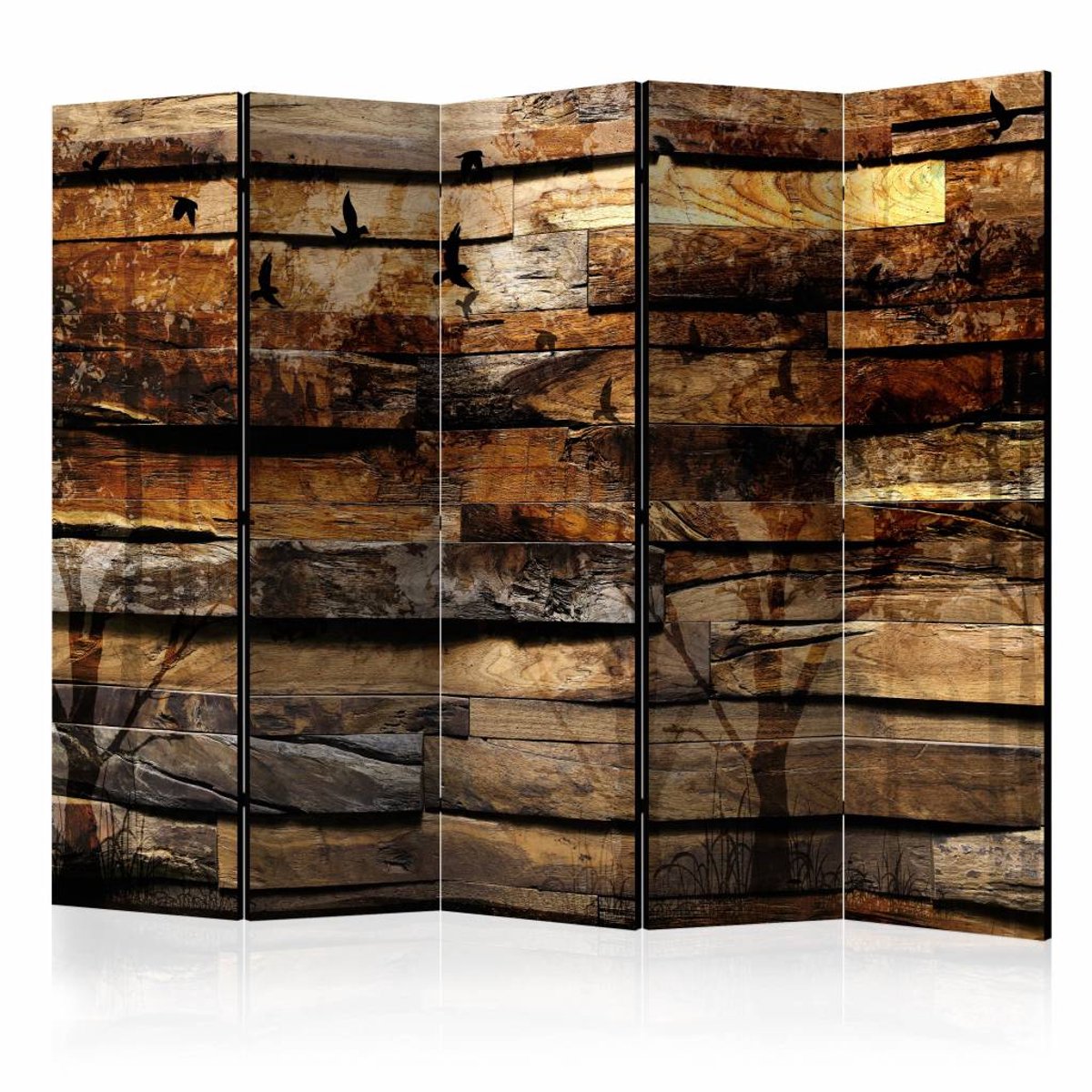 Vouwscherm / Kamerscherm - Reflectie van de natuur 225x172cm , gemonteerd geleverd, dubbelzijdig geprint