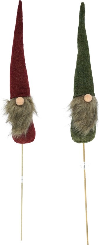 Decoratie kabouter op stok 95 cm 2 assorti set 24 stuks