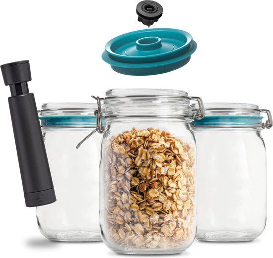 Foto: Kilner airtender vacu m weckpotten set 1 5l 3 stuks met vacu mpomp 5x langer vershouden sneller fermenteren inmaken nu met gratis pomp