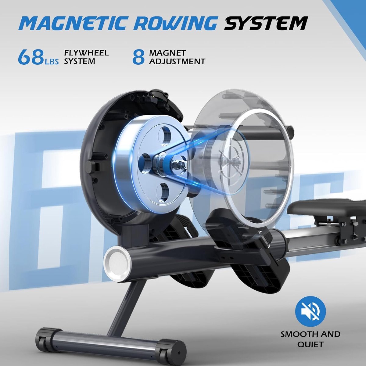 Afbeelding 3 van Equivera Roeimachine - Roei Apparaat - Roeimachine voor Thuis - Roeien - Fitness Machine