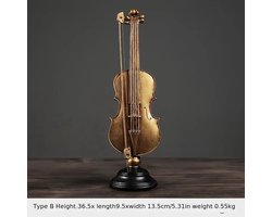 Gouden Luxe Viool Muziekinstrument 17 x 10 x 37 cm - Decoratie - Miniatuur Instrument - Uniek Model - Prachtig Ornament- Muziek Kunst Werk- Hars Ambachten Viool- Droom Cadeau Muziekliefhebber Violist - Orkest- Stijlvol - Modern Gold Violin - Jubileum