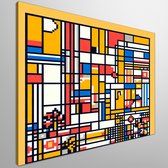 Pixel art mondriaan schilderij | Kleurrijke abstractie: Pixel perfectie in Mondriaan geïnspireerd kunstwerk | Kunst - 30x30 centimeter op Canvas | Foto op Canvas