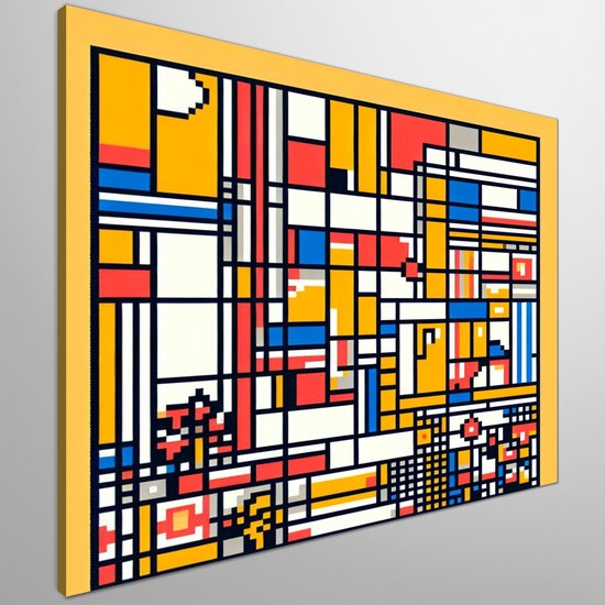 Modern Mondriaan Schilderij | Abstracte Geometrie: Een Eigentijdse Interpretatie Van Mondriaan S Kunststroming Kunst 30x30 Centimeter Op Canvas Foto Op Canvas