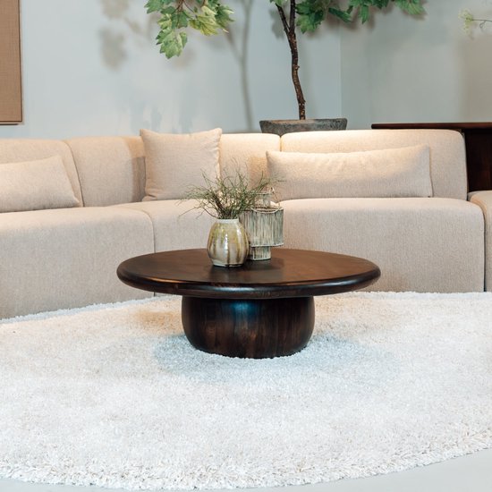 Salontafel rond zwart mangohout 90cm Jesse side table duurzaam hout mango bijzettafel Salontafel rond zwart mangohout 90cm Jesse side table duurzaam hout mango bijzettafel