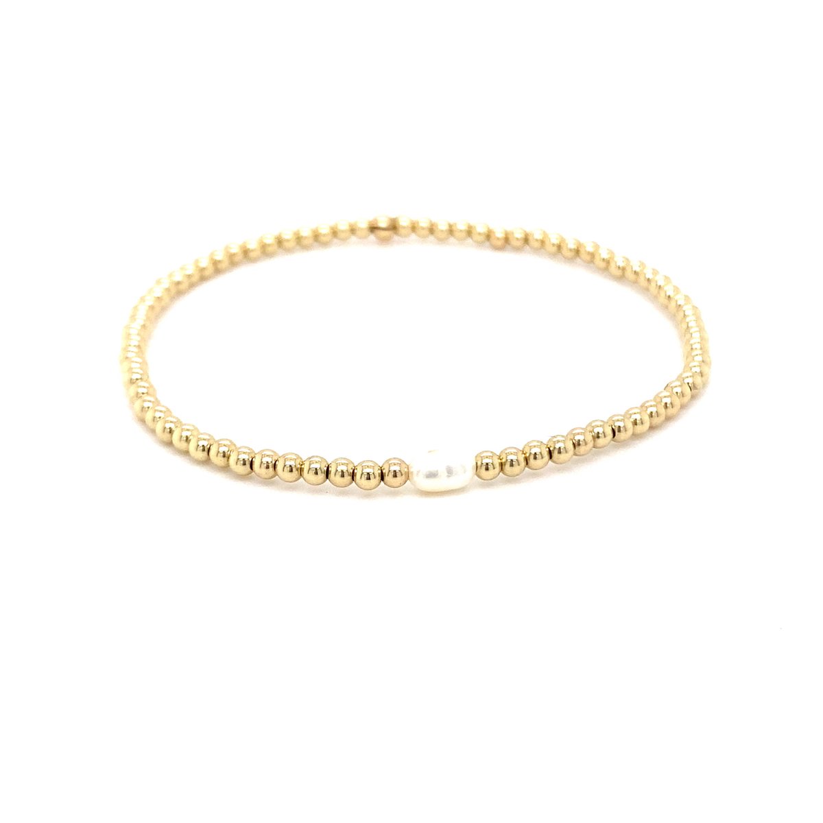Pat's Jewels Armband Dames - Elastiek Armband - Gouden Bolletjes - Parel - Goud