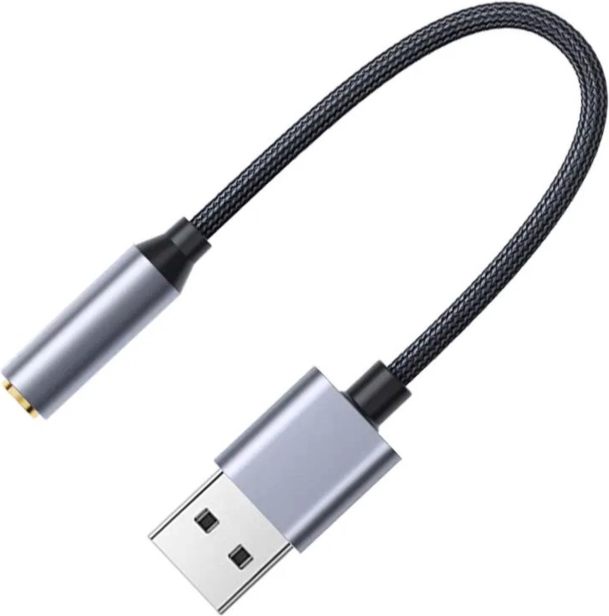 WiseGoods Premium USB A Naar 3.5mm Aux Audio Jack Adapter - Adapters Stereo Geluidskaart - USB-Kabels Audiokabel - Connector Grijs